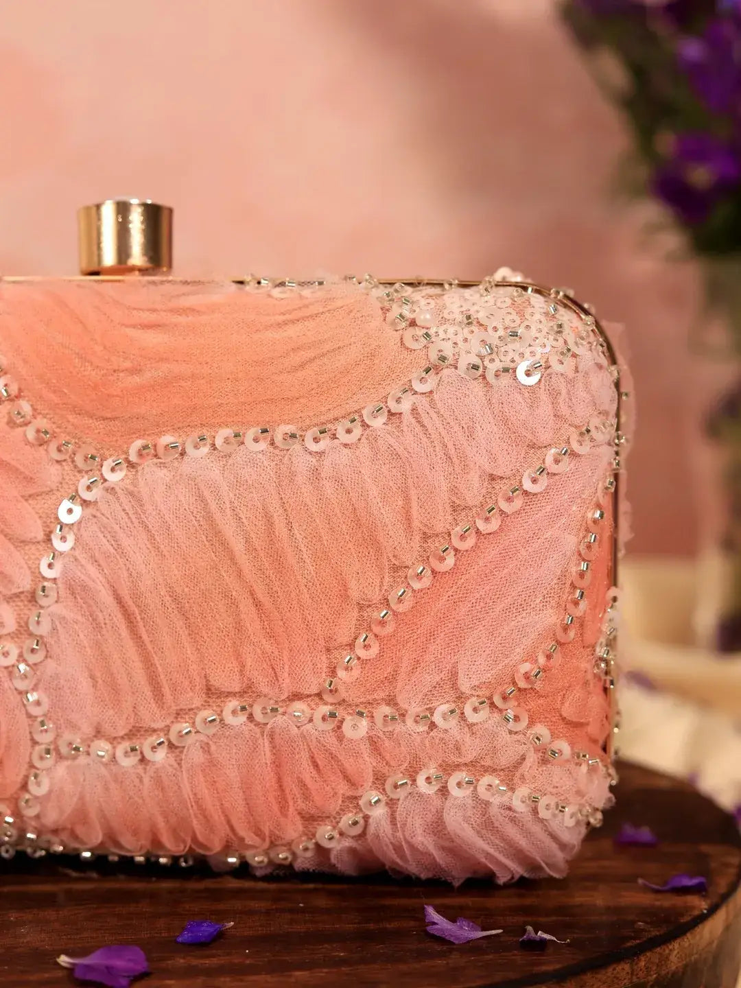 Aqua orange box clutch by The Tan Clan, featuring a stylish rectangular design, perfect for wedding favors or elegant accessories.