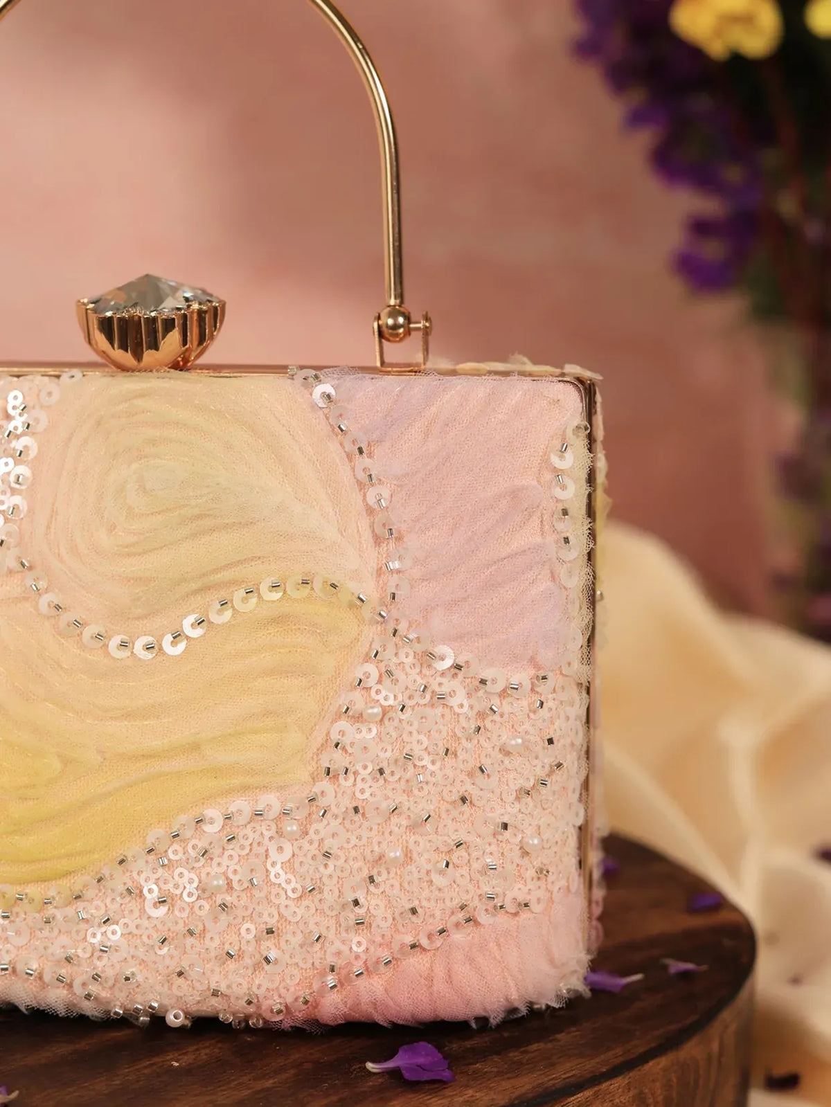 Set of three Aqua Lavender Casket Clutches by The Tan Clan, featuring elegant, rectangular wedding favor boxes with decorative details.