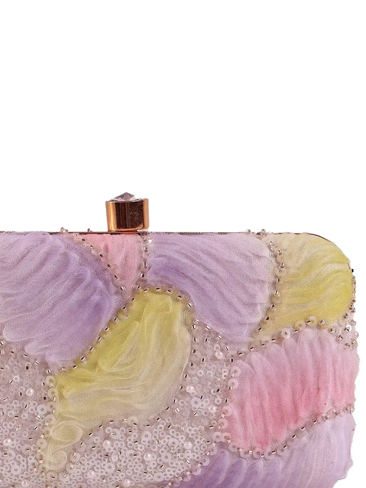 Aqua lavender box clutch by The Tan Clan with a sleek rectangular design and elegant finish, perfect for evening events.