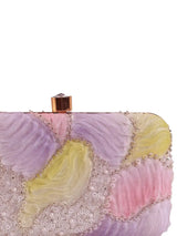 Aqua lavender box clutch by The Tan Clan with a sleek rectangular design and elegant finish, perfect for evening events.