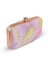Aqua lavender box clutch by The Tan Clan with a sleek rectangular shape and elegant design, perfect for evening accessorizing.