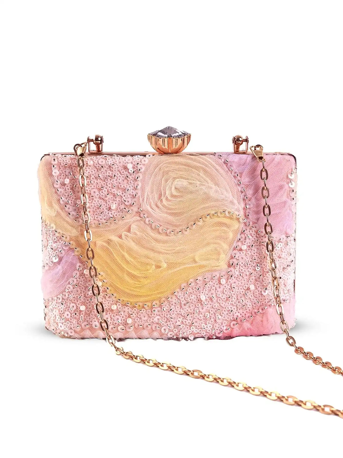 Aqua lavender casket clutch bag by The Tan Clan with a sleek, elegant design and silver clasp, perfect for formal occasions.