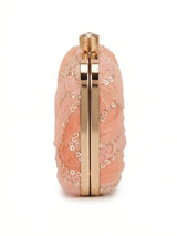 Aqua orange box clutch by The Tan Clan with a sleek rectangular design and modern aesthetic.