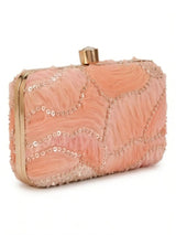 Aqua orange box clutch by The Tan Clan featuring a sleek rectangular design and minimalistic style.