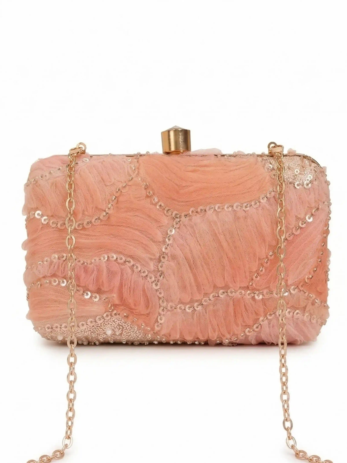 Aqua orange box clutch by The Tan Clan with sleek design, featuring a structured rectangular shape and minimalist style.