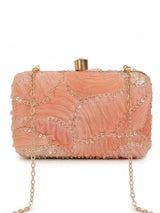Aqua orange box clutch by The Tan Clan with sleek design, featuring a structured rectangular shape and minimalist style.