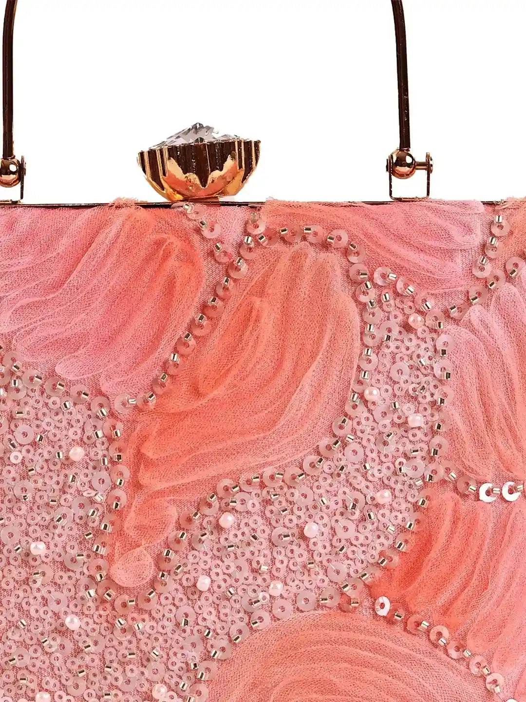 Aqua orange casket clutch bag by The Tan Clan with a textured surface and elegant clasp, perfect for evening occasions.