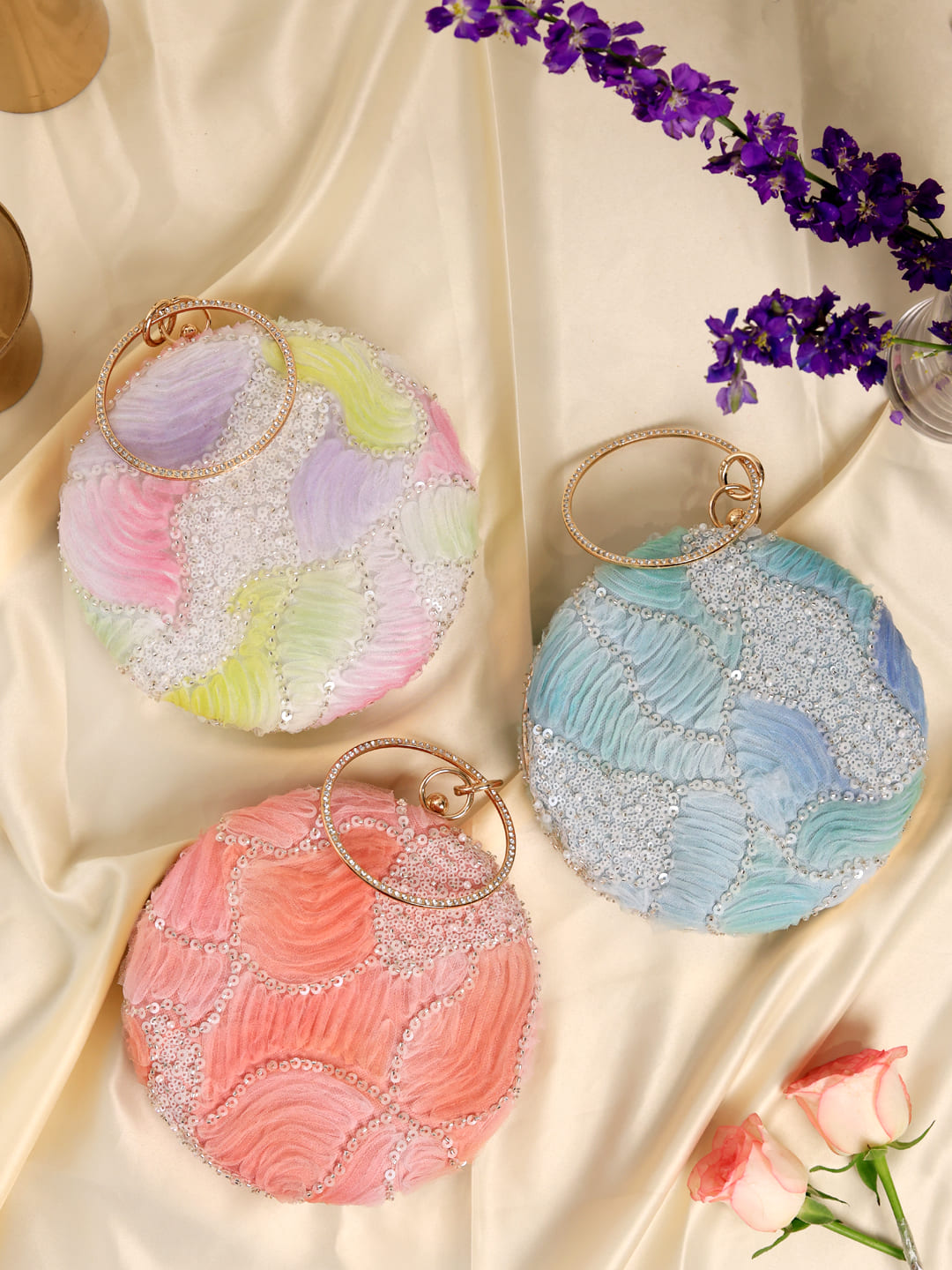 Set of 3 aqua round wedding favours by THE TAN CLAN, decorative ceramic or glass keepsakes for special occasions.