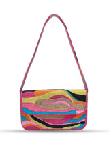 Multicolor Aster Baguette Bag with Handle by The Tan Clan, showcasing vibrant design and stylish carry handle.