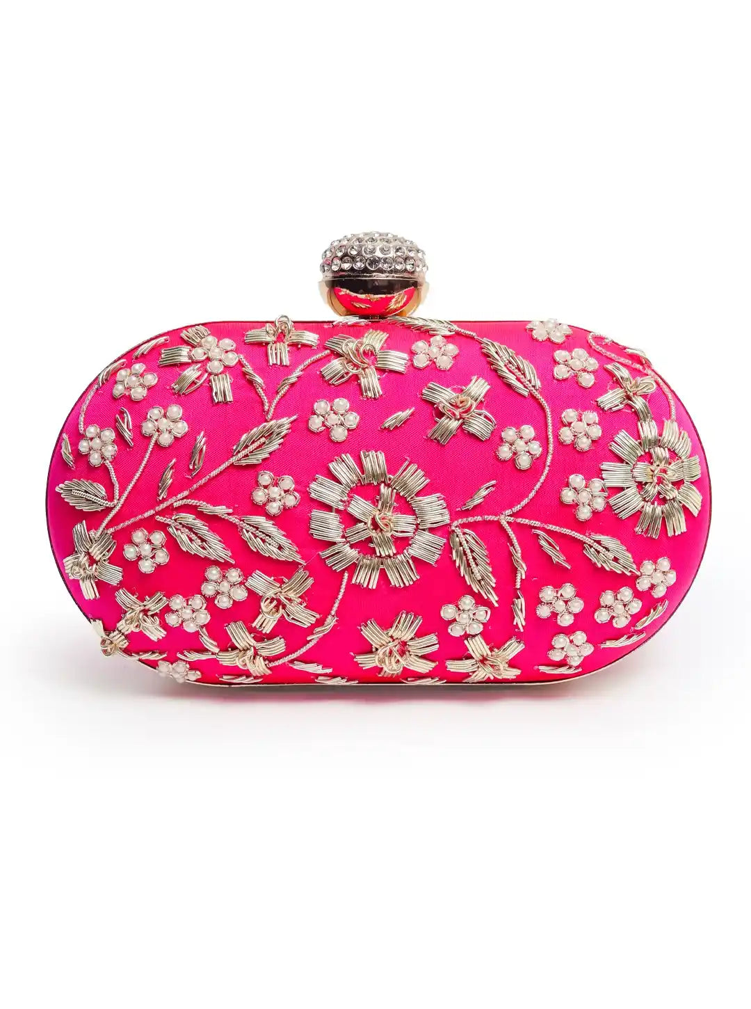 Baiza Zardozi hand-embroidered clutch bag by The Tan Clan with intricate Zardozi embroidery and traditional design.