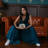 Burj embellished agate stone clutch by The Tan Clan with intricate design and polished agate details, perfect for elegant occasions.