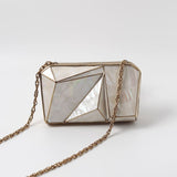Bushra 3D Mother of Pearl Clutch by The Tan Clan with intricate pearl detailing and elegant design.