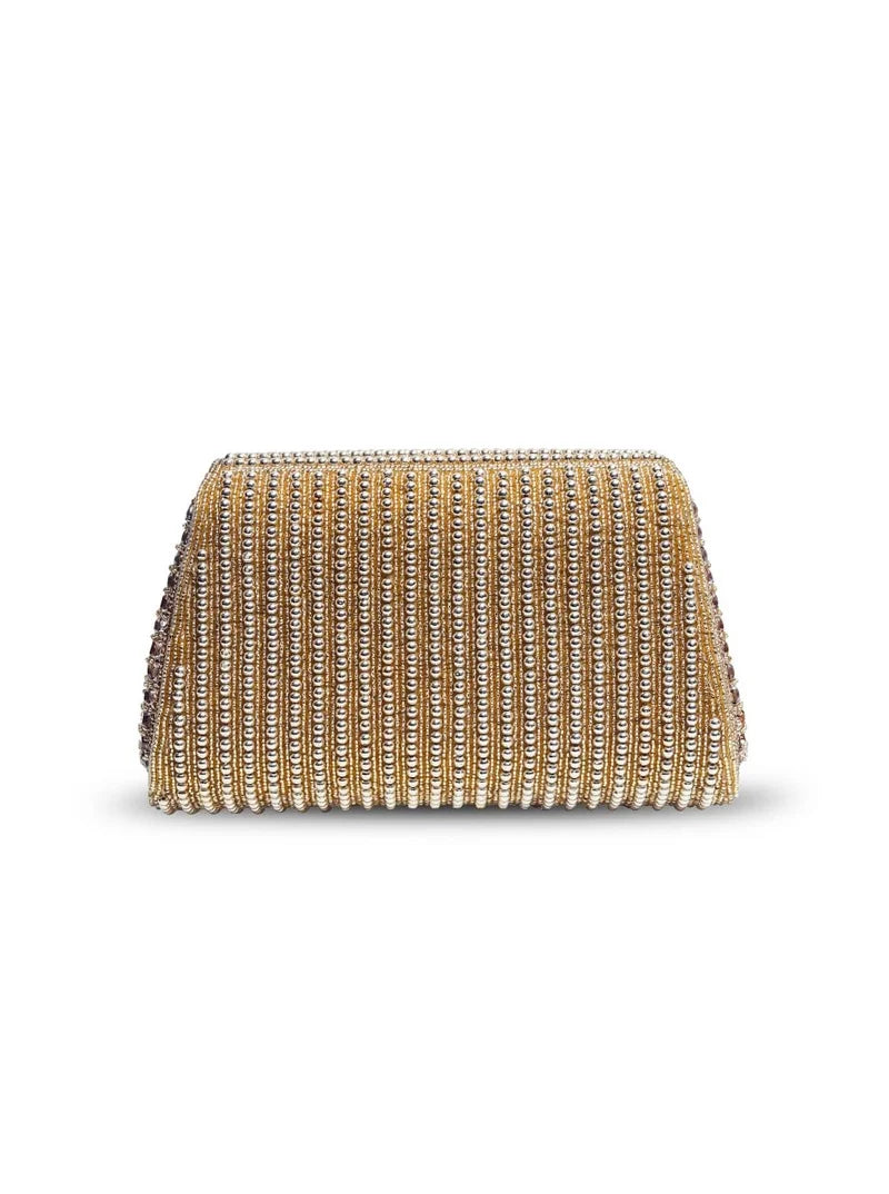 Chloe gold flap-over bag with handle featuring sleek design and gold accents, perfect for stylish everyday carry.