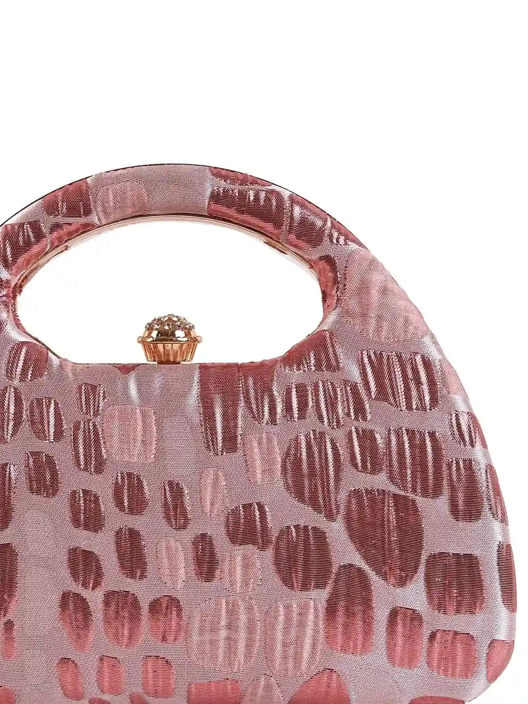 Coral Arc Pink Clutch by The Tan Clan featuring a sleek curved design and vibrant pink color.