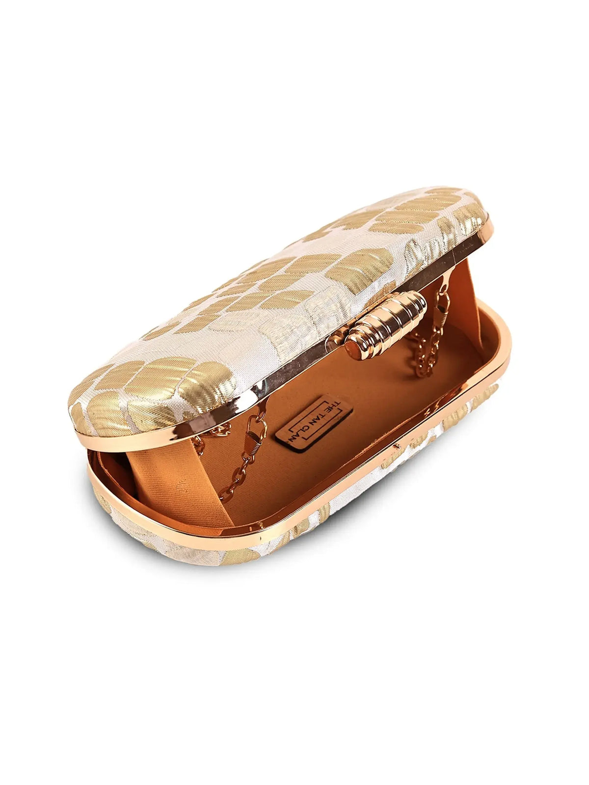 Beige coral long clutch bag by The Tan Clan with a sleek, minimalist design and smooth texture.