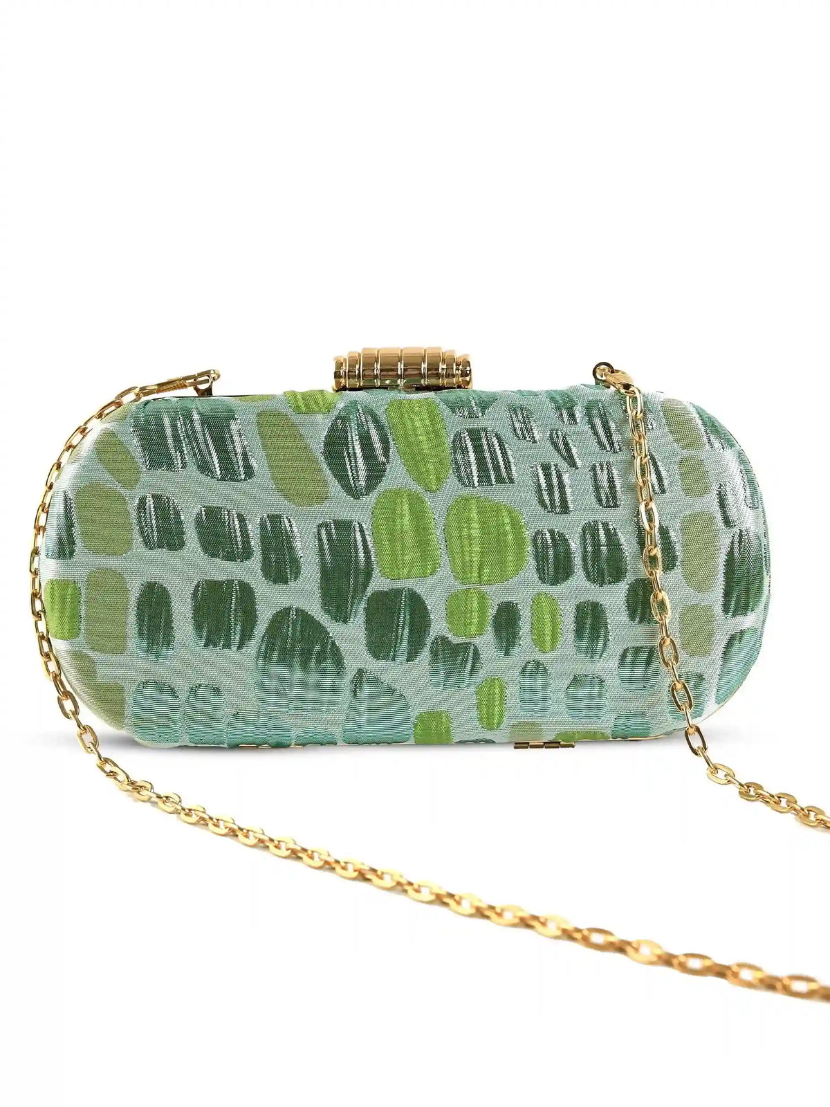 Coral long green clutch by The Tan Clan featuring a sleek design and elegant long shape for stylish accessories.