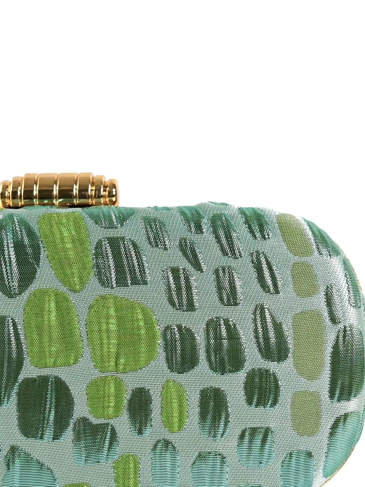 Coral long green clutch by The Tan Clan, featuring a sleek design with a vibrant coral and green color combination.