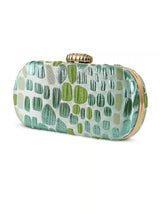 Coral long green clutch by The Tan Clan, stylish rectangular purse with a sleek design and vibrant color for elegant occasions.