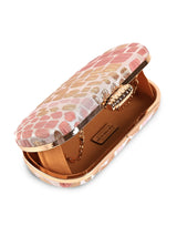 Coral long peach clutch purse by The Tan Clan with a sleek, elegant design and textured fabric for stylish occasions.