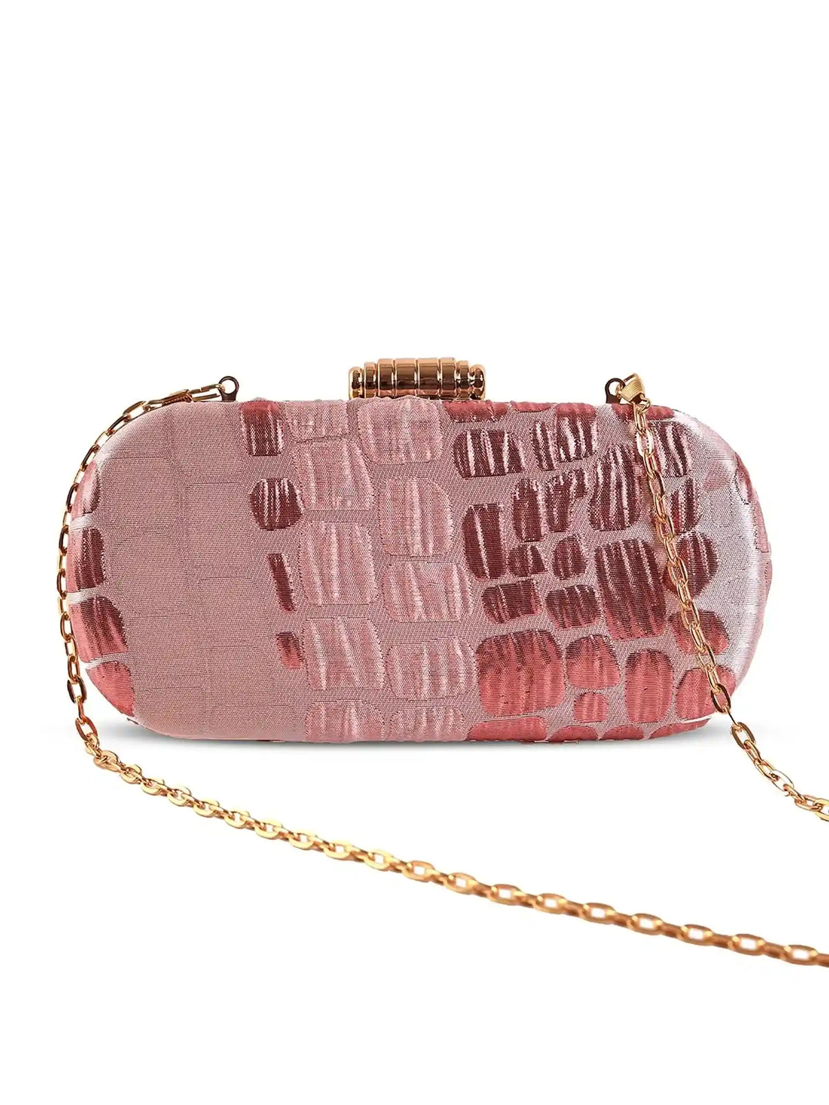 Pink coral long clutch bag by The Tan Clan, featuring a sleek design and elegant style for evening or formal occasions.