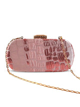 Pink coral long clutch bag by The Tan Clan, featuring a sleek design and elegant style for evening or formal occasions.