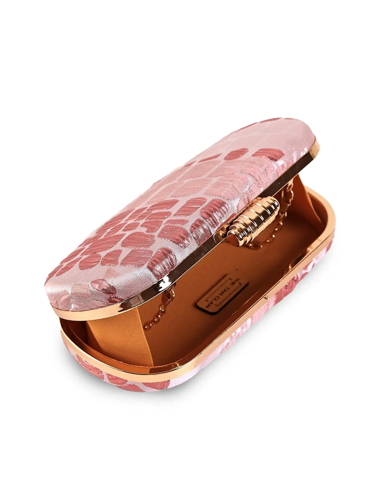 Pink coral long clutch bag by The Tan Clan with a sleek design and elegant texture, perfect for stylish accessories.