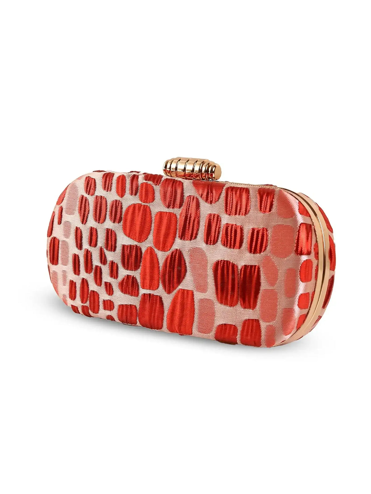 Coral long red clutch purse by The Tan Clan featuring a sleek, elegant design with a fold-over flap and subtle texture.