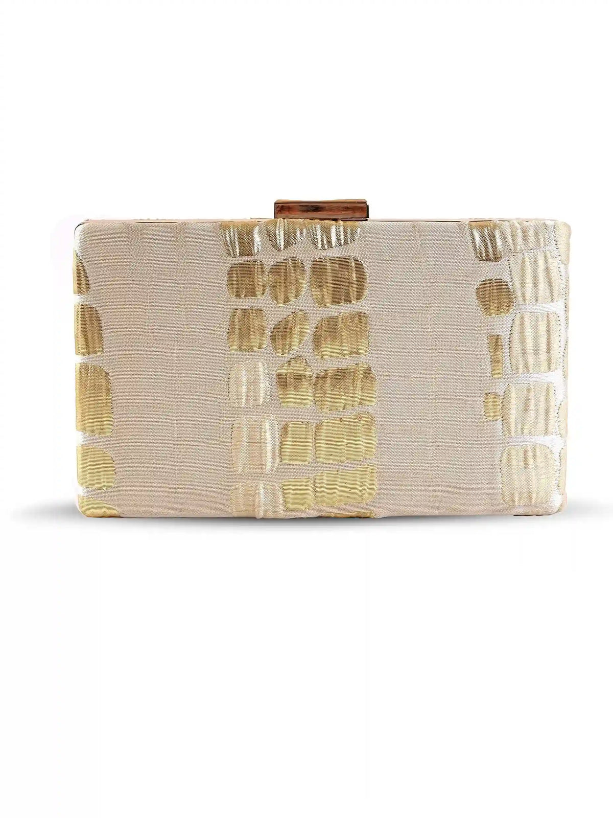 Beige Coral Sleek Clutch by The Tan Clan featuring a smooth finish and minimalist design, perfect for evening accessories.