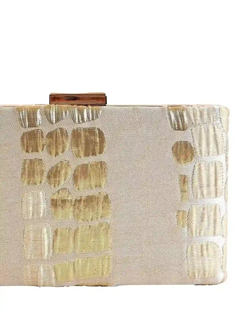Coral Sleek Beige Clutch by The Tan Clan showcasing a smooth, modern design with a subtle sheen and minimalist style.