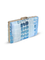 Coral sleek blue clutch bag by The Tan Clan, featuring a compact design with a smooth finish and stylish appearance.