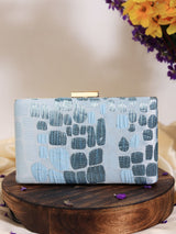 Coral Sleek Blue Clutch bag by The Tan Clan, featuring a stylish design and compact size, perfect for evening accessories.