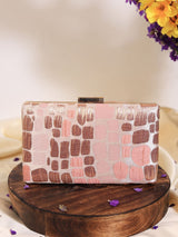 Coral Sleek Peach Clutch by The Tan Clan showing a stylish, slim peach-colored clutch with a smooth finish and elegant design.
