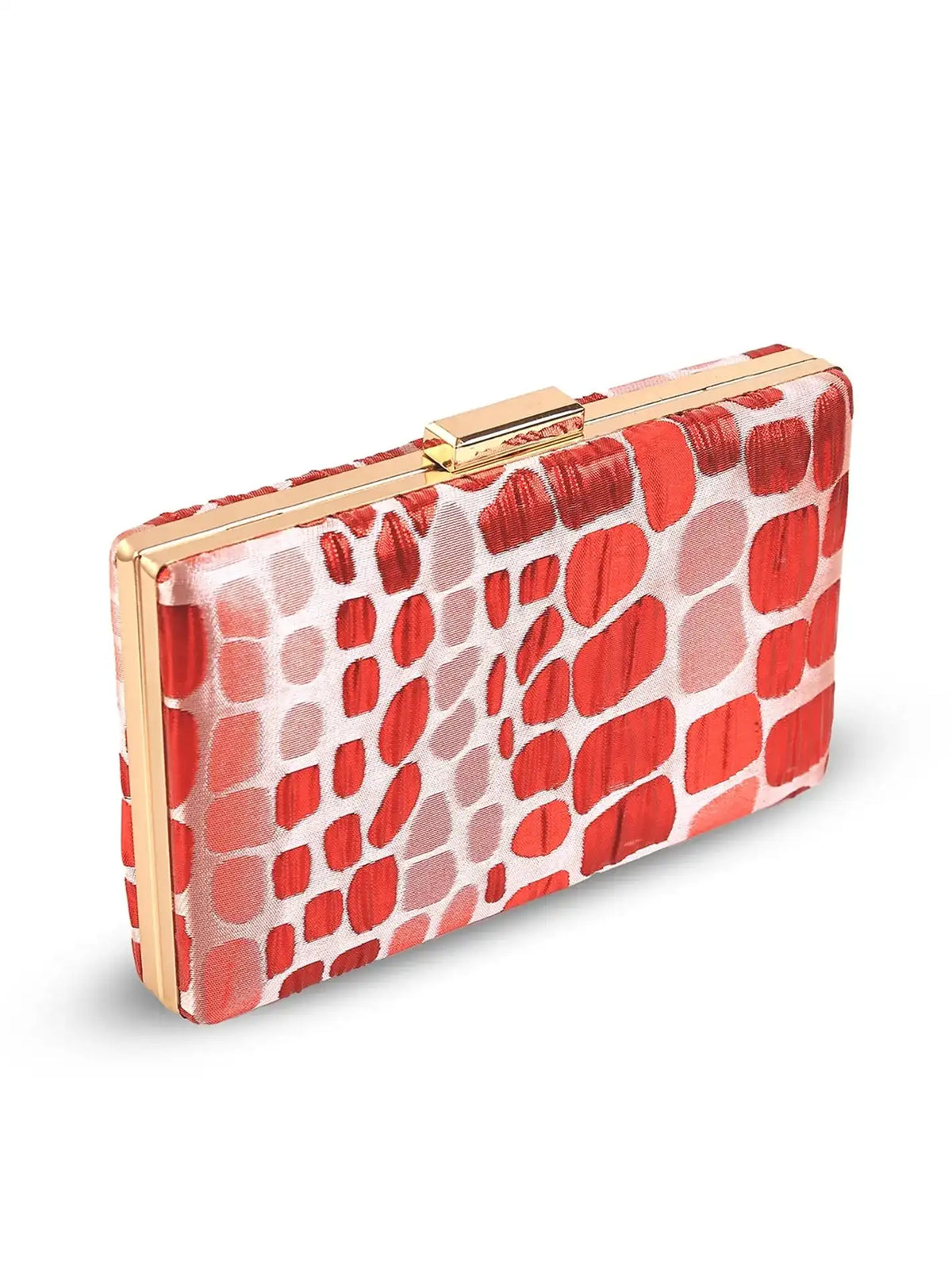Coral sleek red clutch bag by The Tan Clan with a smooth finish and elegant design, ideal for evening or special occasions.