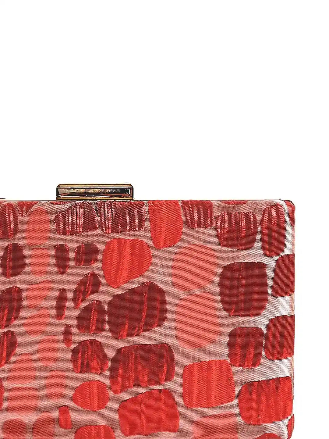 Coral sleek red clutch bag by The Tan Clan with smooth finish and compact design, perfect for evening or special occasions.