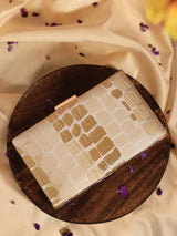 Coral Sleek Beige Clutch by The Tan Clan, featuring a smooth design perfect for weddings and special occasions.
