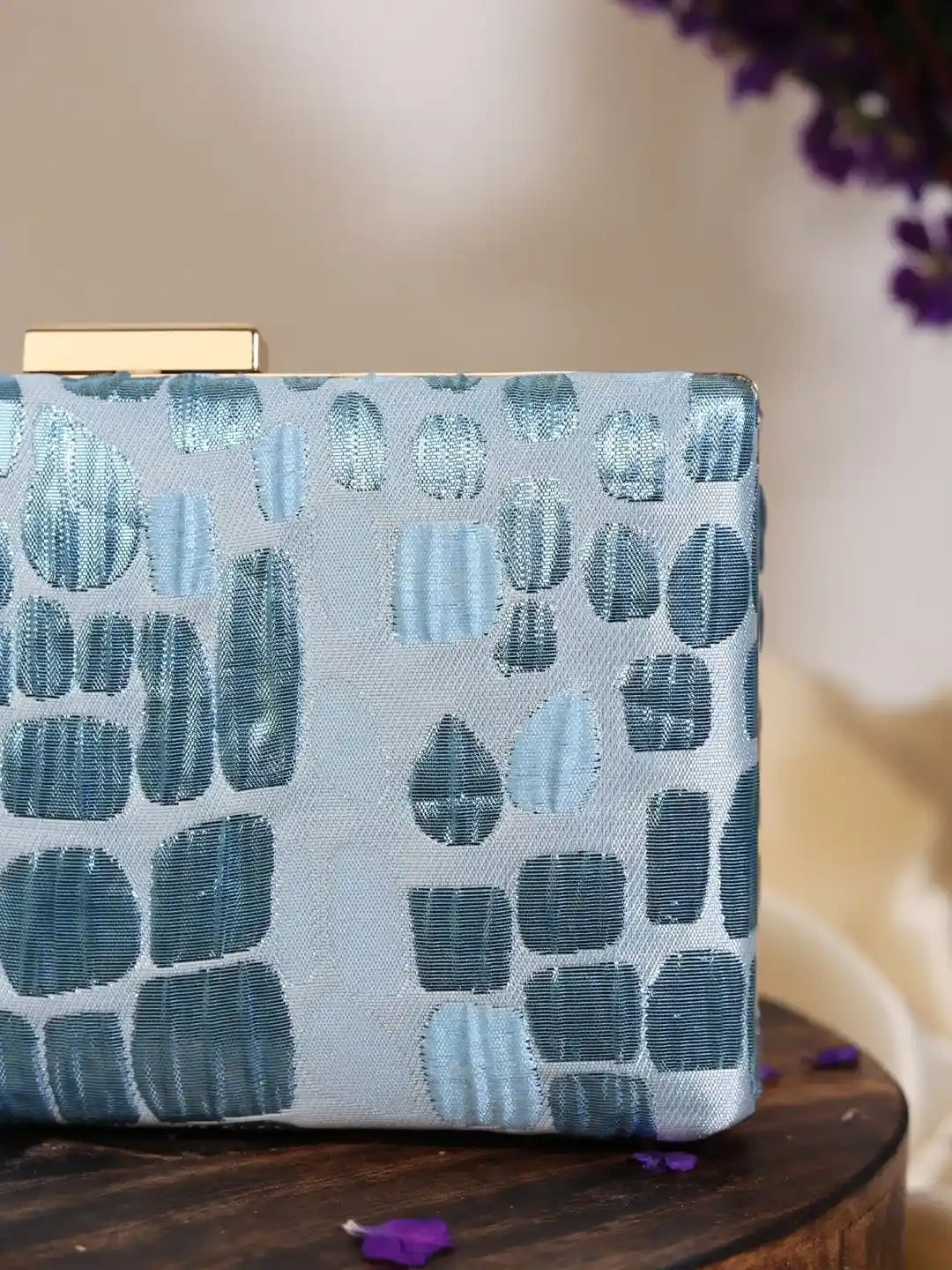 Coral Sleek Blue Clutch by The Tan Clan, featuring a smooth design, perfect for weddings or special occasions.