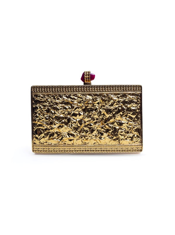 Disha Mother of Pearl Clutch by The Tan Clan featuring iridescent mother of pearl exterior and elegant compact design