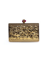 Disha Mother of Pearl Clutch by The Tan Clan featuring iridescent mother of pearl exterior and elegant compact design