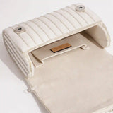 Grace Embellished Flap Over Bag by The Tan Clan, white handbag with decorative embellishments and flap closure.