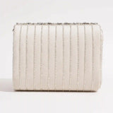 Grace Embellished Flap Over Bag by The Tan Clan, white with decorative embellishments and a flap closure.