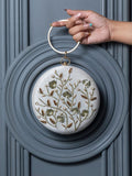 Falaq White Round Hand Embroidered Clutch