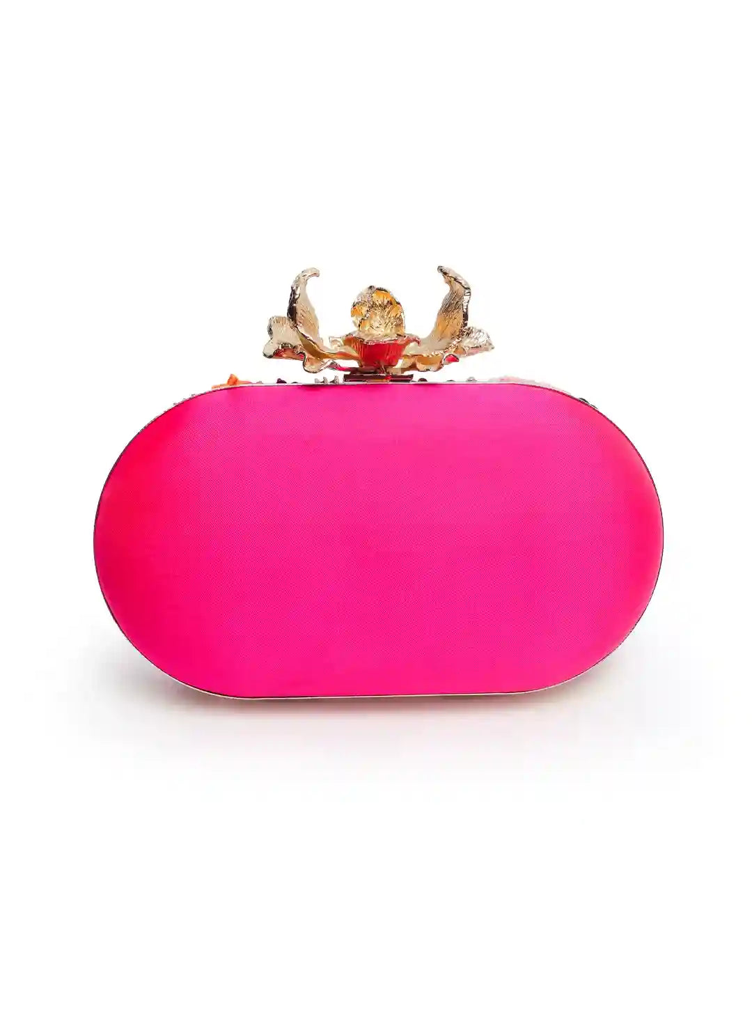Elegant Flora Resham hand-embroidered clutch bag with intricate floral designs by The Tan Clan.