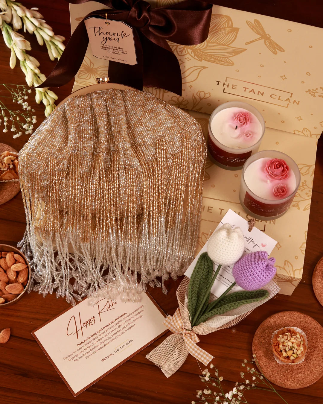 Elegant floral Grace hamper by The Tan Clan featuring colorful blooms and decorative wrapping, perfect for gifting.