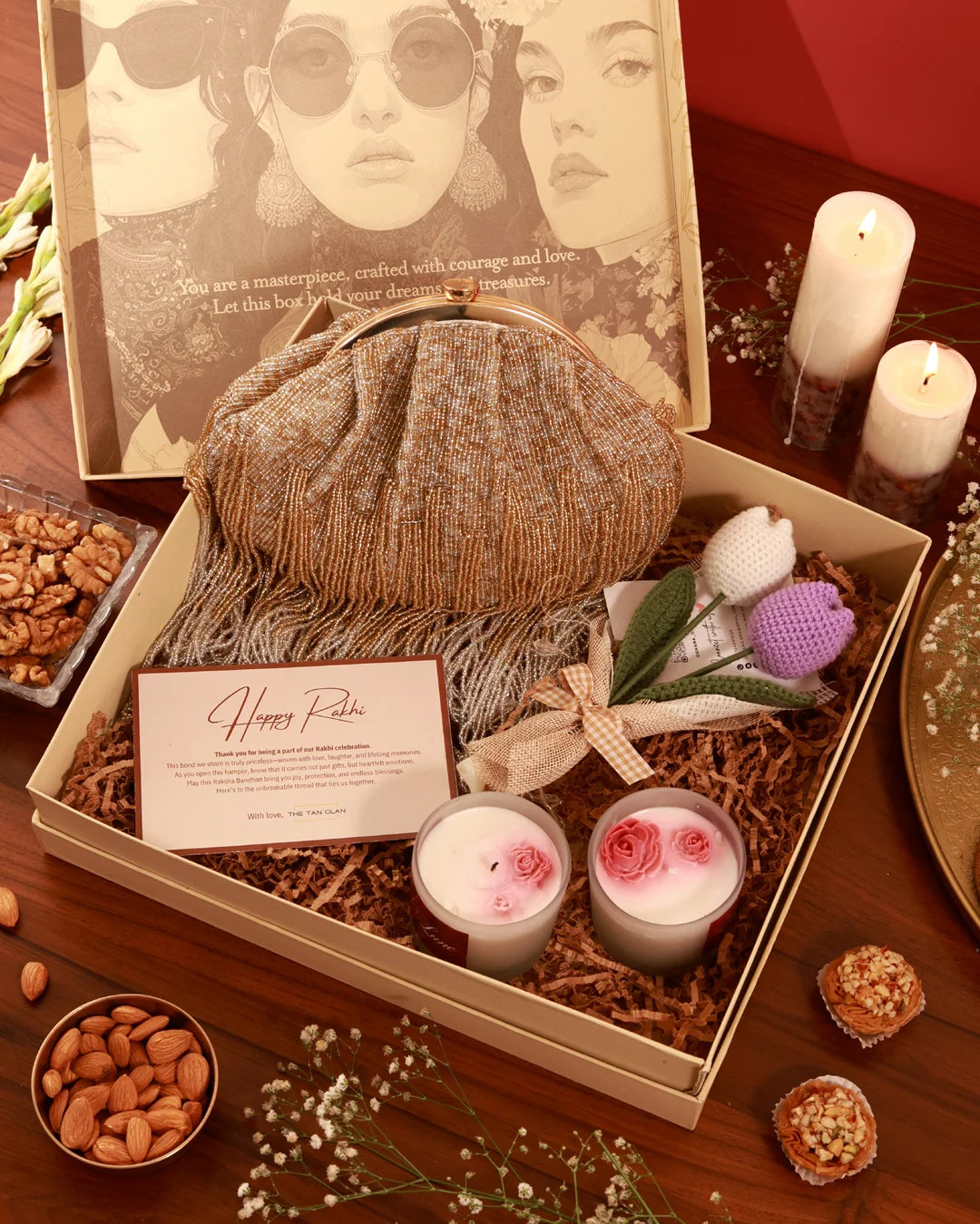 Elegant floral Grace hamper by The Tan Clan featuring a stylish arrangement of fresh flowers and decorative packaging.