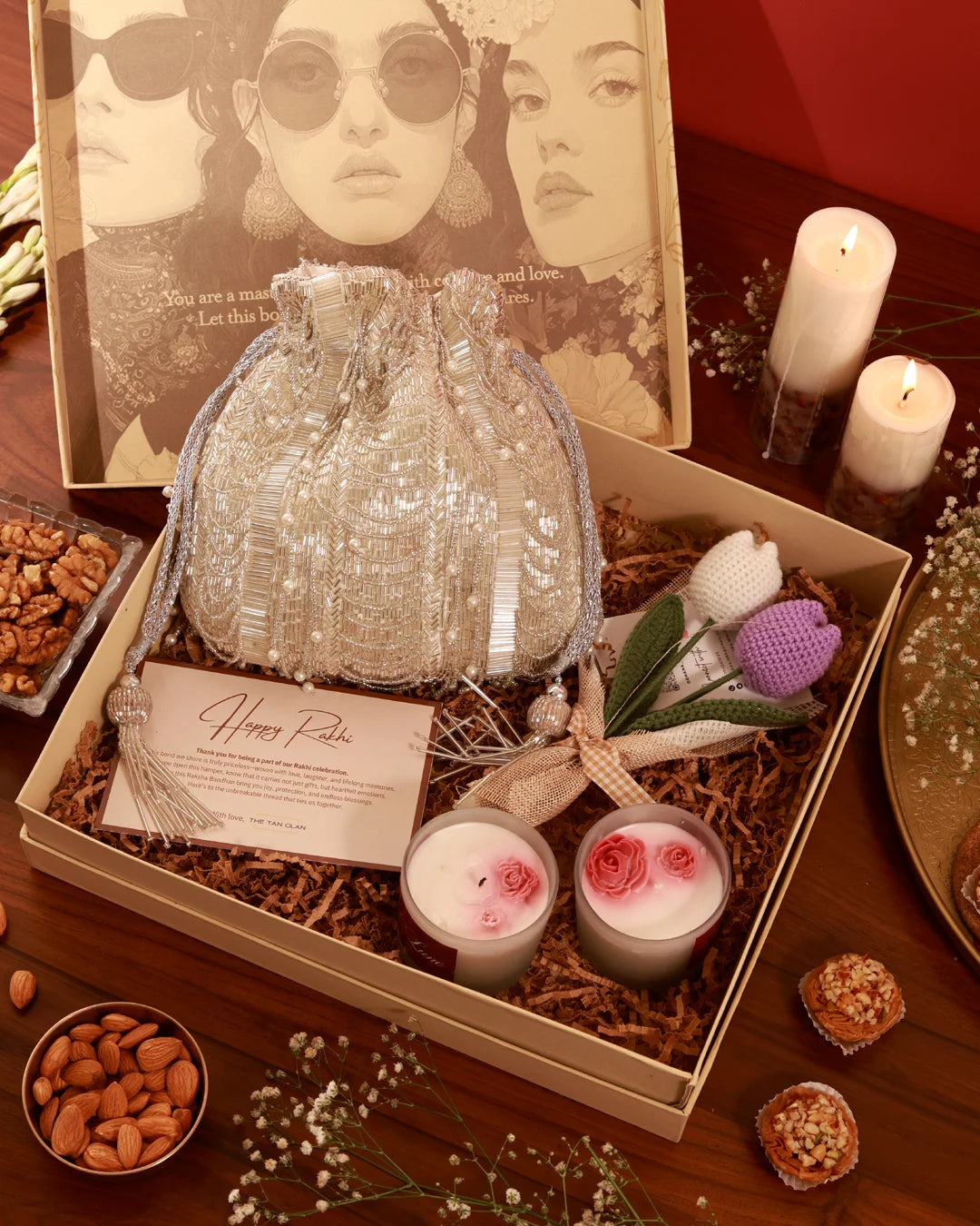 Floral Grace Hamper by The Tan Clan featuring a bouquet of mixed flowers and elegant gift packaging.