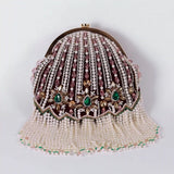 Maroon Frida Batua bag by The Tan Clan featuring a detachable handle and stylish design.