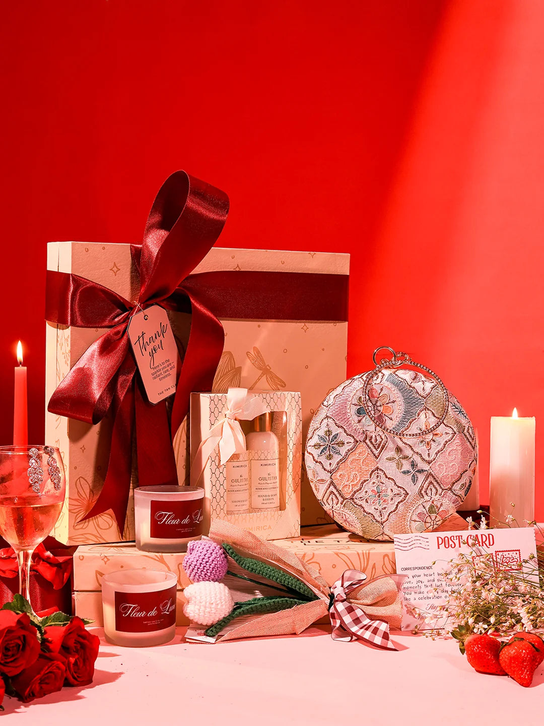 Premium gift set from THE TAN CLAN featuring 4 stylish items and a matching clutch in a sleek box.