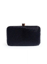 Black Glitz Hand Embroidered Party Clutch by The Tan Clan, featuring intricate embroidery and a compact, stylish design.