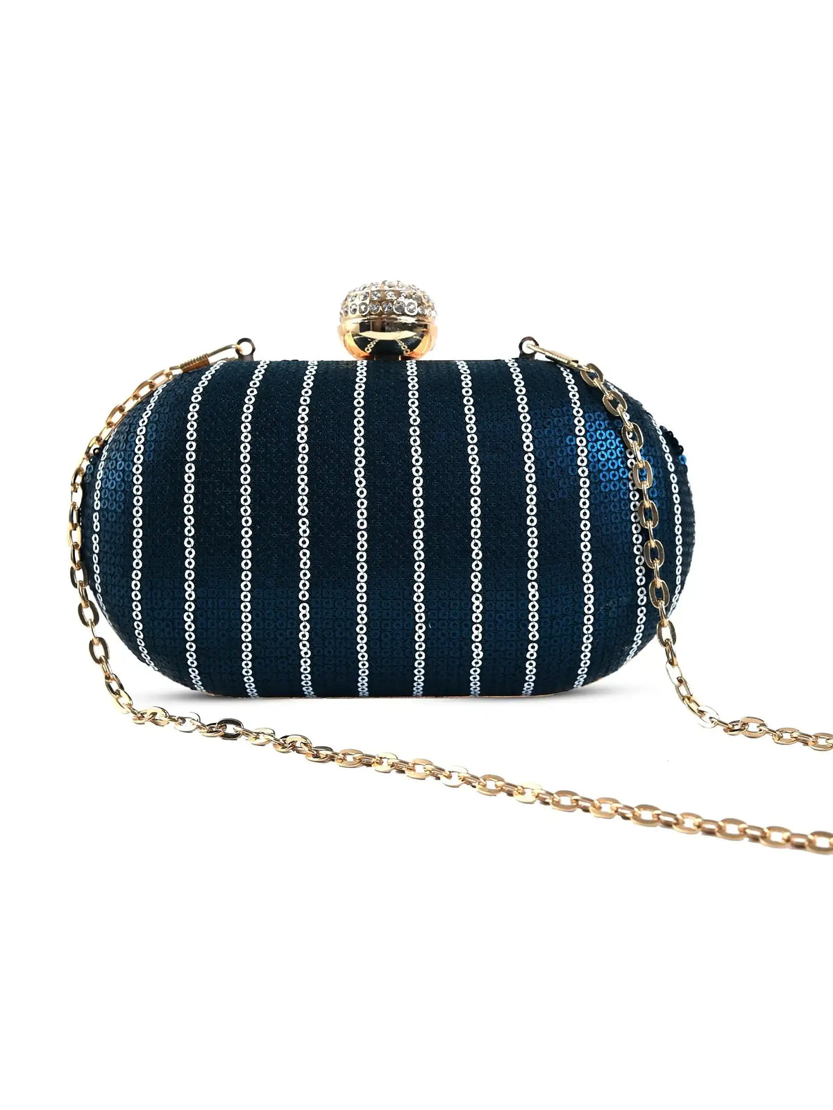 Glow blue sequins oval clutch by The Tan Clan with shimmering sequins and elegant oval shape, perfect for evening accessories.