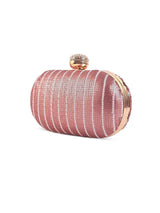 Glow pink sequins oval clutch by The Tan Clan with shimmering sequin design and elegant oval shape.